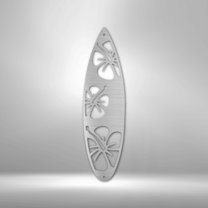 Surfboard Flowers Indoor Outdoor Steel Wall Sign Art - Mallard Moon Gift Shop
