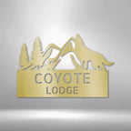 Coyote and Mountains Custom Name Metal Wall Sign