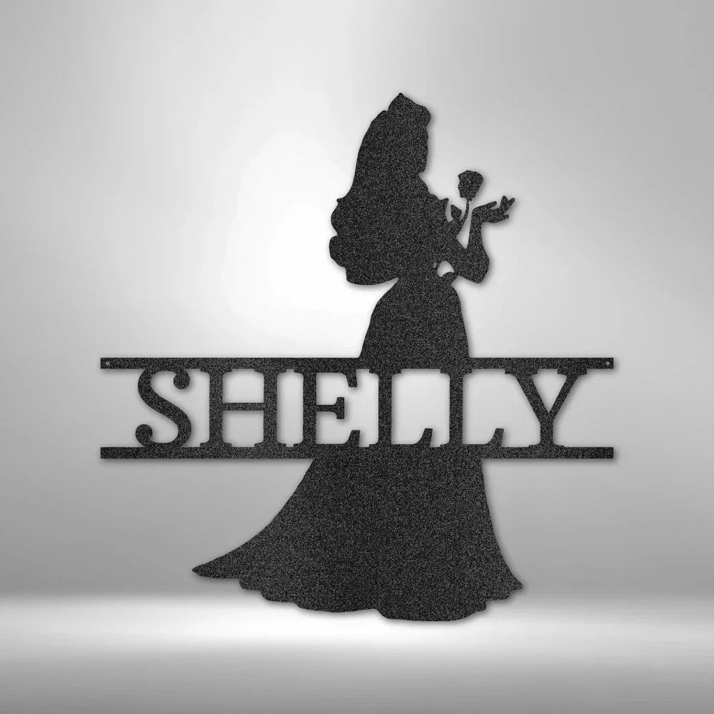 Princess Silhouette Monogram Metal Art Steel Wall Sign
