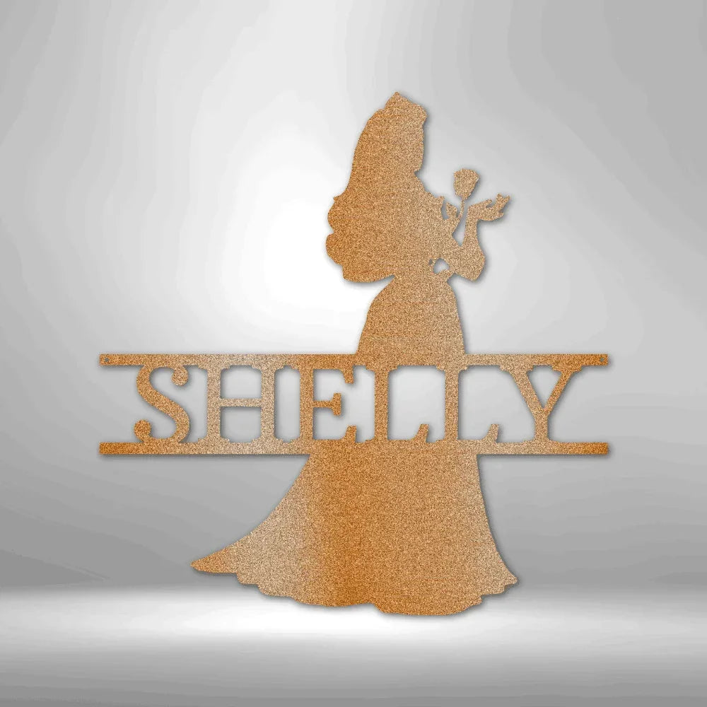 Princess Silhouette Monogram Metal Art Steel Wall Sign