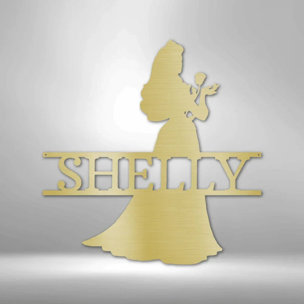Princess Silhouette Monogram Metal Art Steel Wall Sign