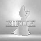 Princess Silhouette Monogram Metal Art Steel Wall Sign