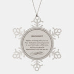 Machinist Snowflake Ornament - Thanks for being who you are - Birthday Christmas Jewelry Gifts Coworkers Colleague Boss