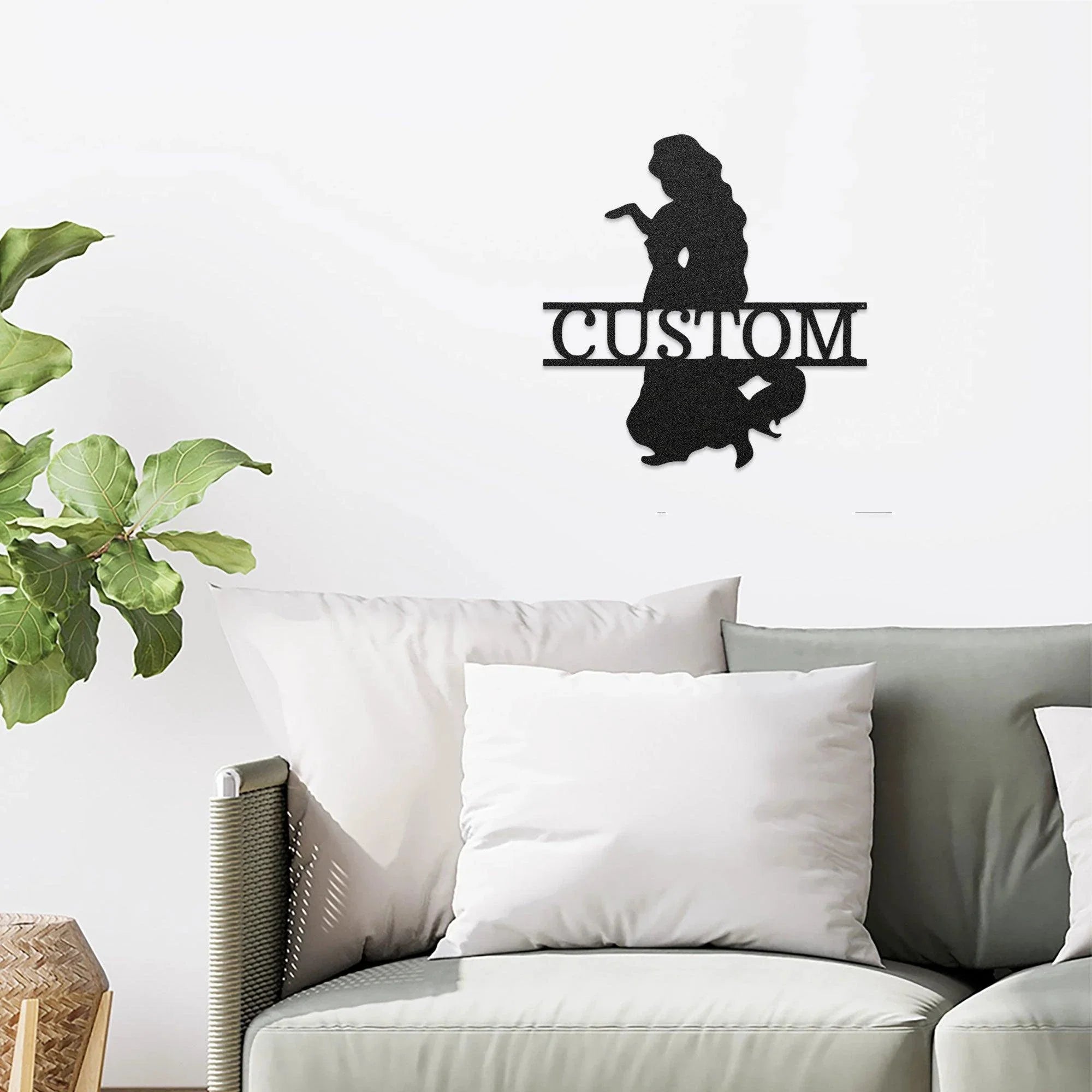Princess Silhouette Monogram Metal Art Steel Wall Sign
