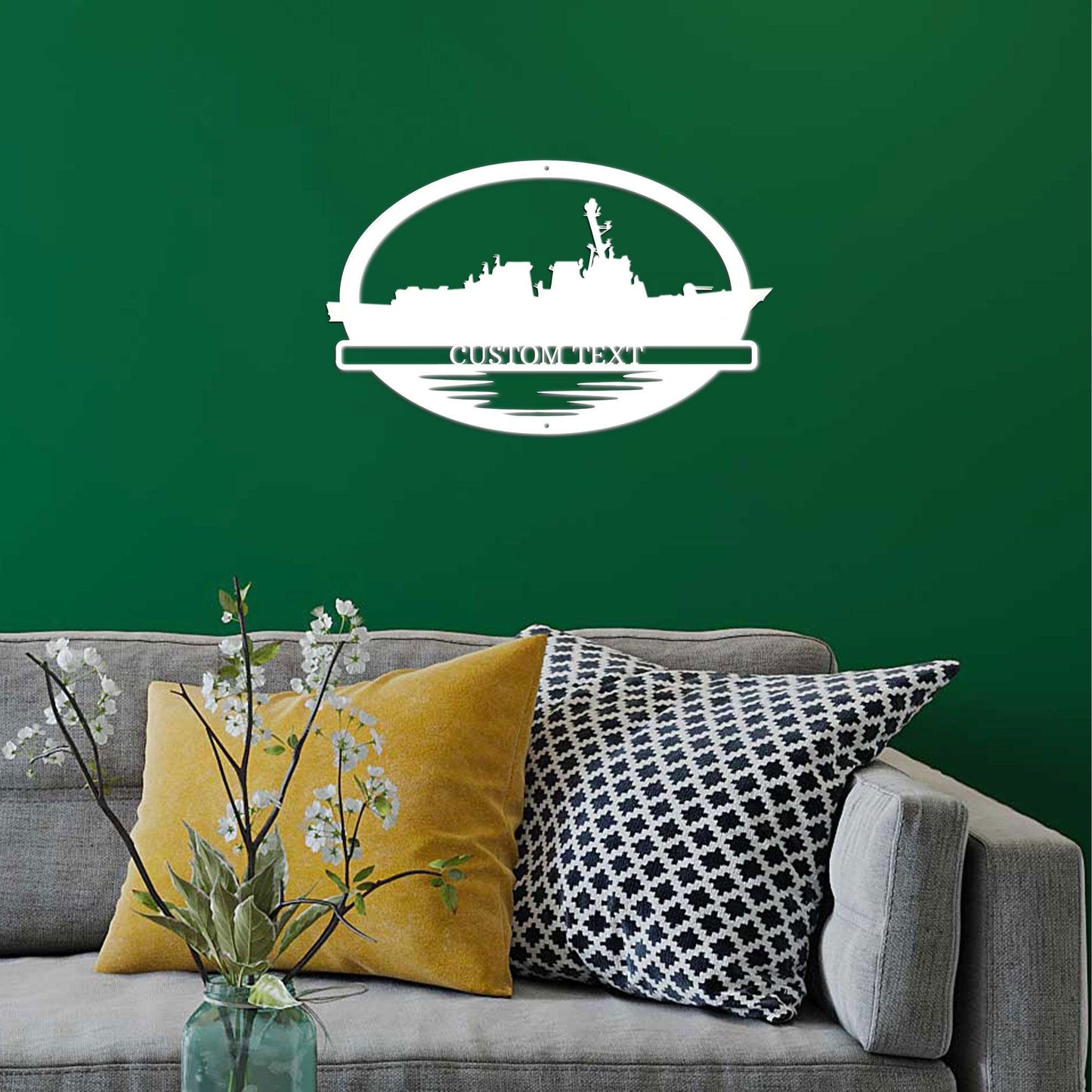 Navy Battleship USS Bulkeley Silhouette Custom Metal Art Wall Sign - Mallard Moon Gift Shop