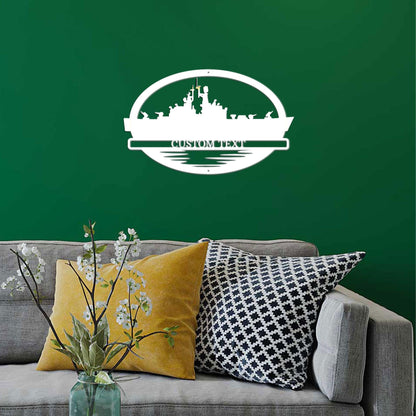 Navy Battleship USS South Carolina Silhouette Custom Metal Art Wall Sign - Mallard Moon Gift Shop