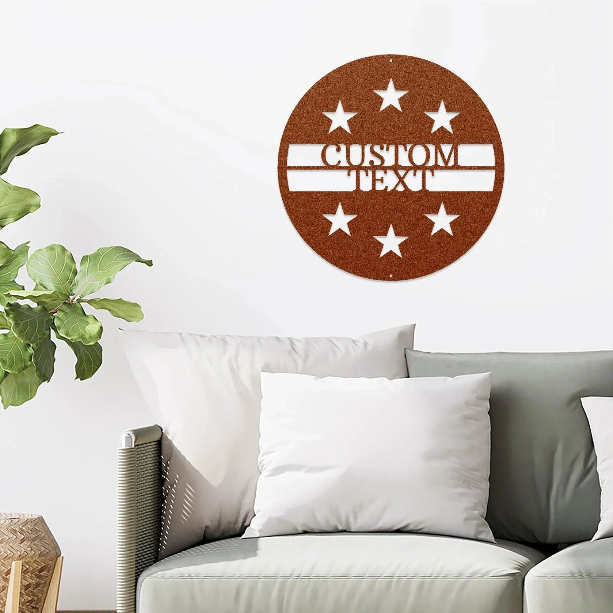 Personalized Six Star Round Metal Art Wall Sign