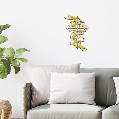 Jesus Saves All Cross Metal Art Wall Sign - Mallard Moon Gift Shop