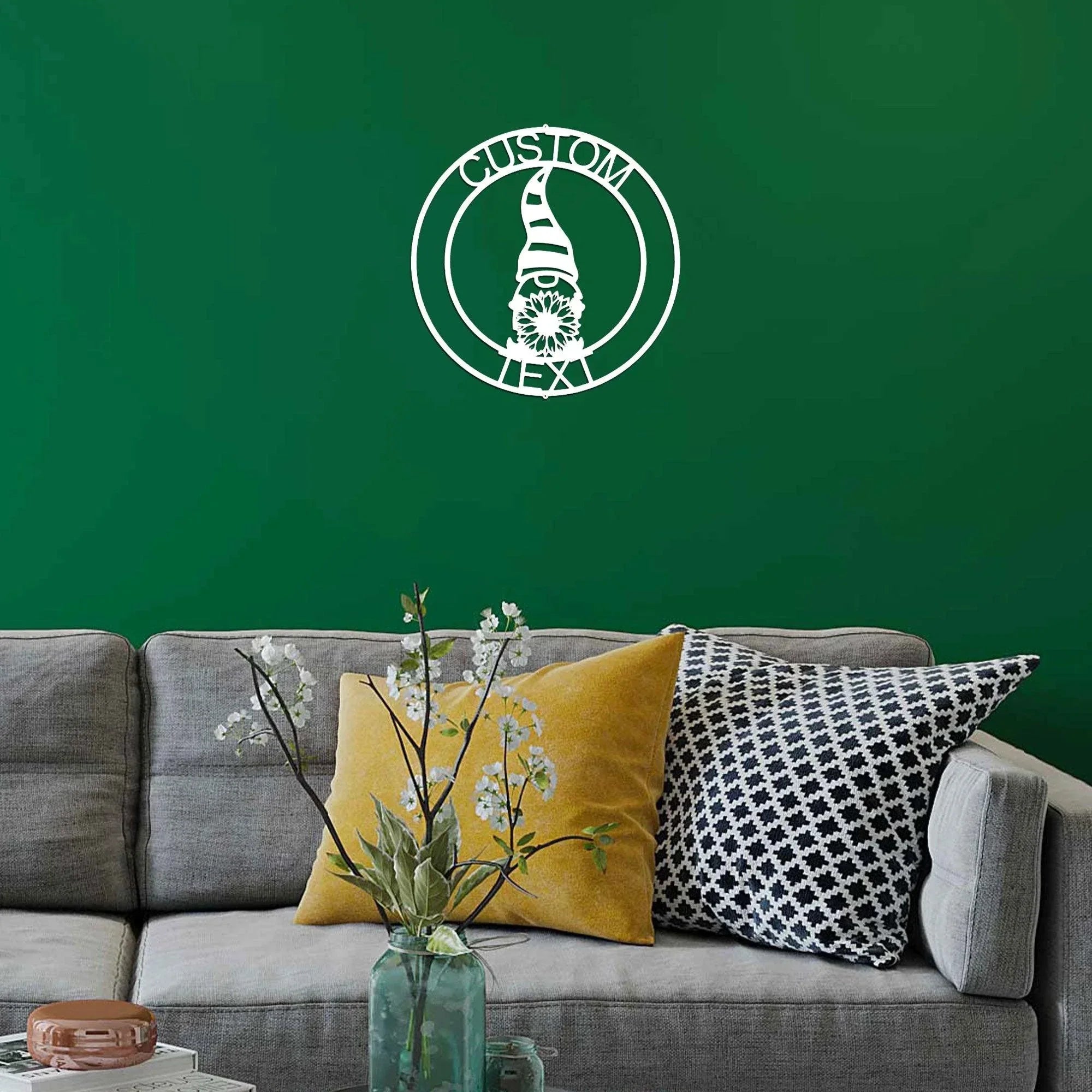 Spring Gnome Custom Name Metal Art Wall Sign Home Decor