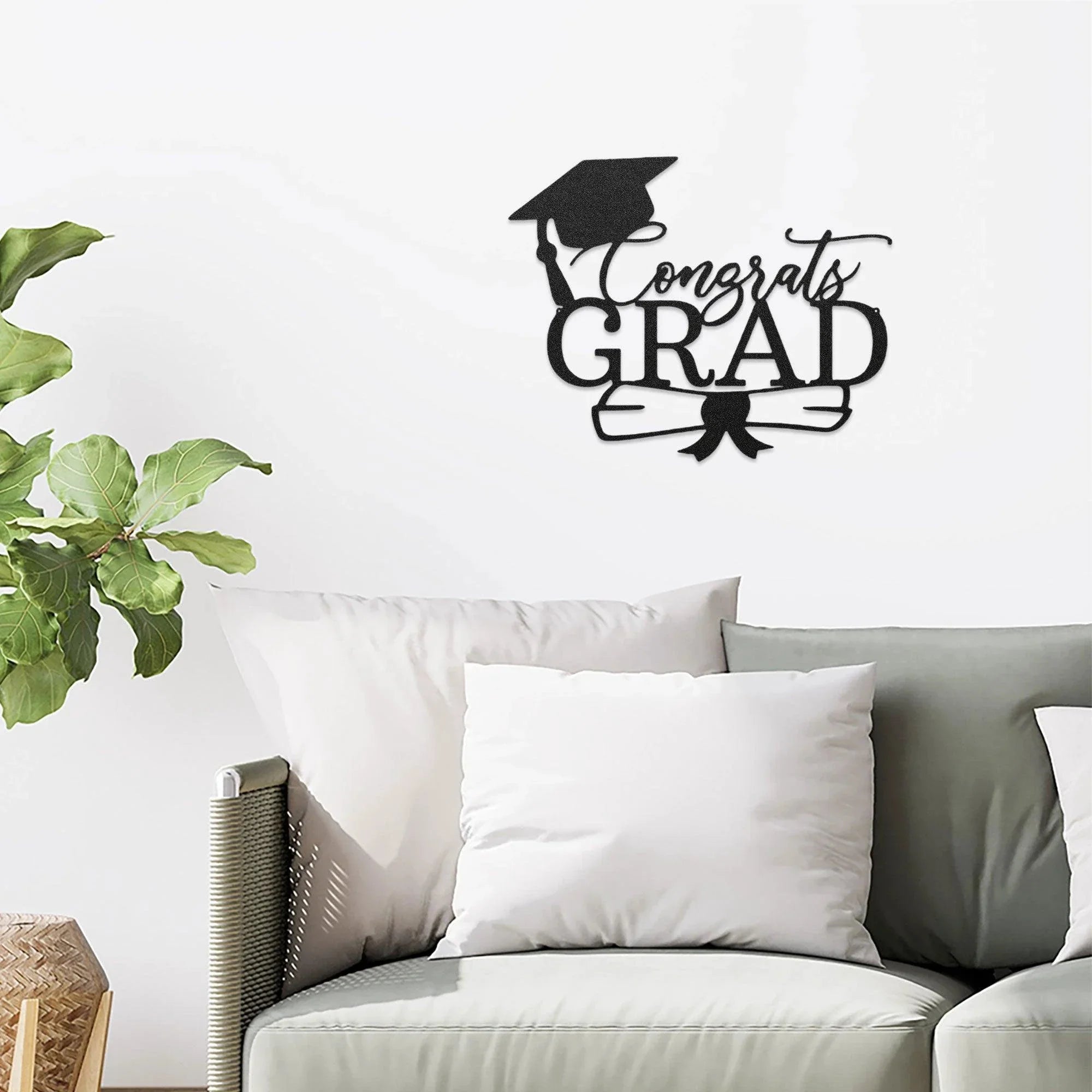 Congrats Grad Cap and Diploma Metal Art Steel Wall Sign Graduation Gift