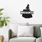 Princess Silhouette Monogram Metal Art Steel Wall Sign