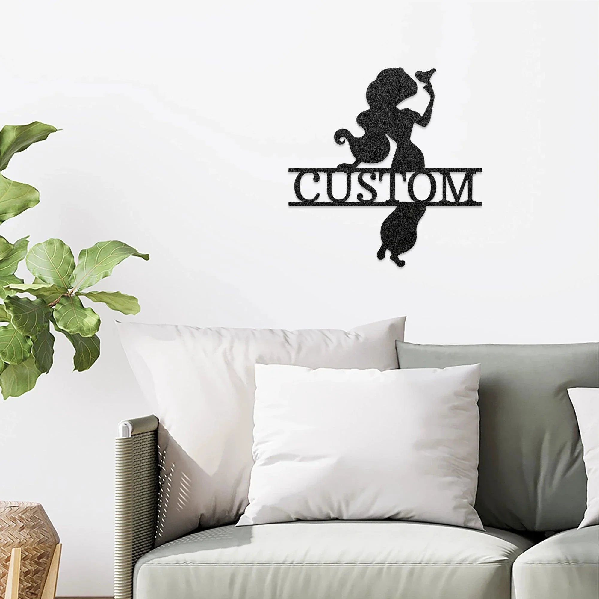 Princess Silhouette Monogram Metal Art Steel Wall Sign