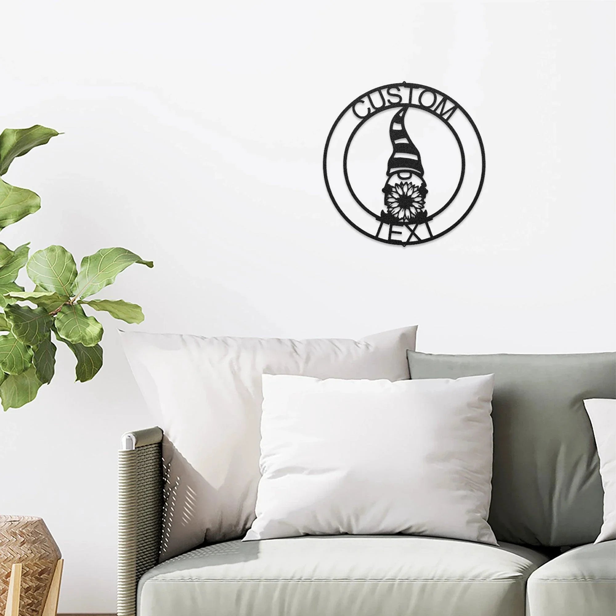 Spring Gnome Custom Name Metal Art Wall Sign Home Decor