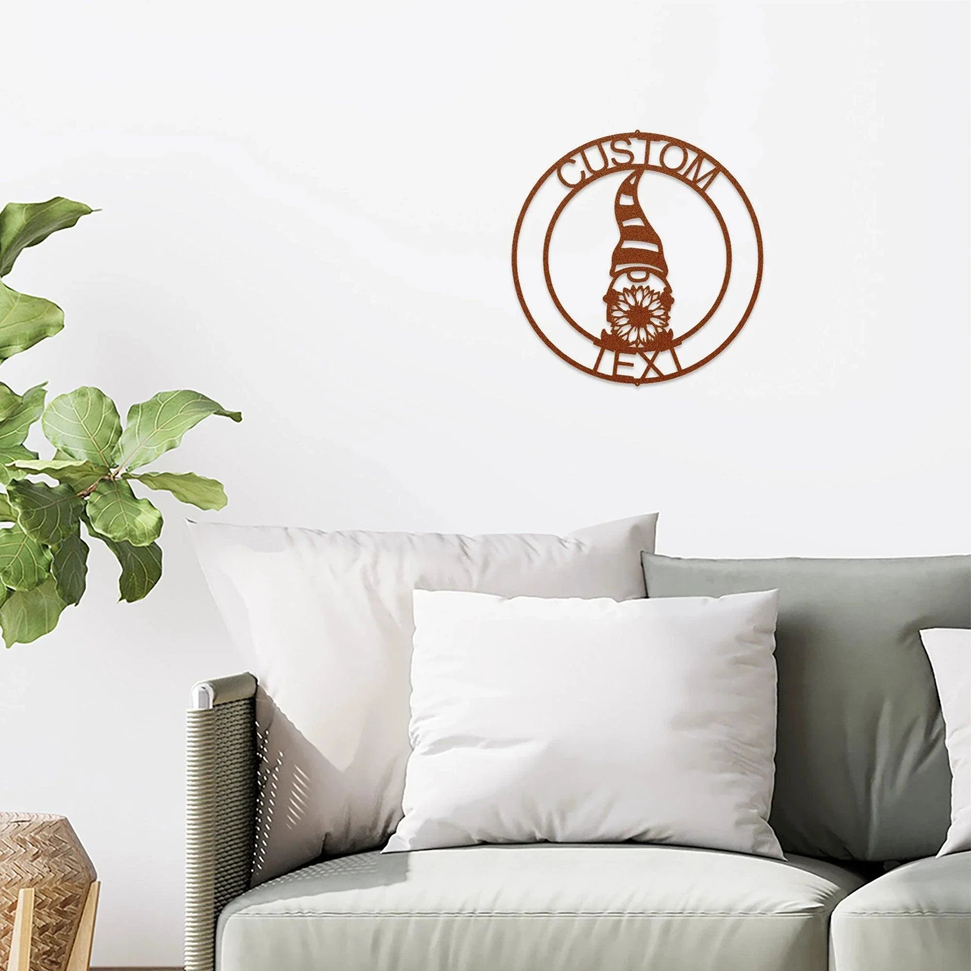 Spring Gnome Custom Name Metal Art Wall Sign Home Decor