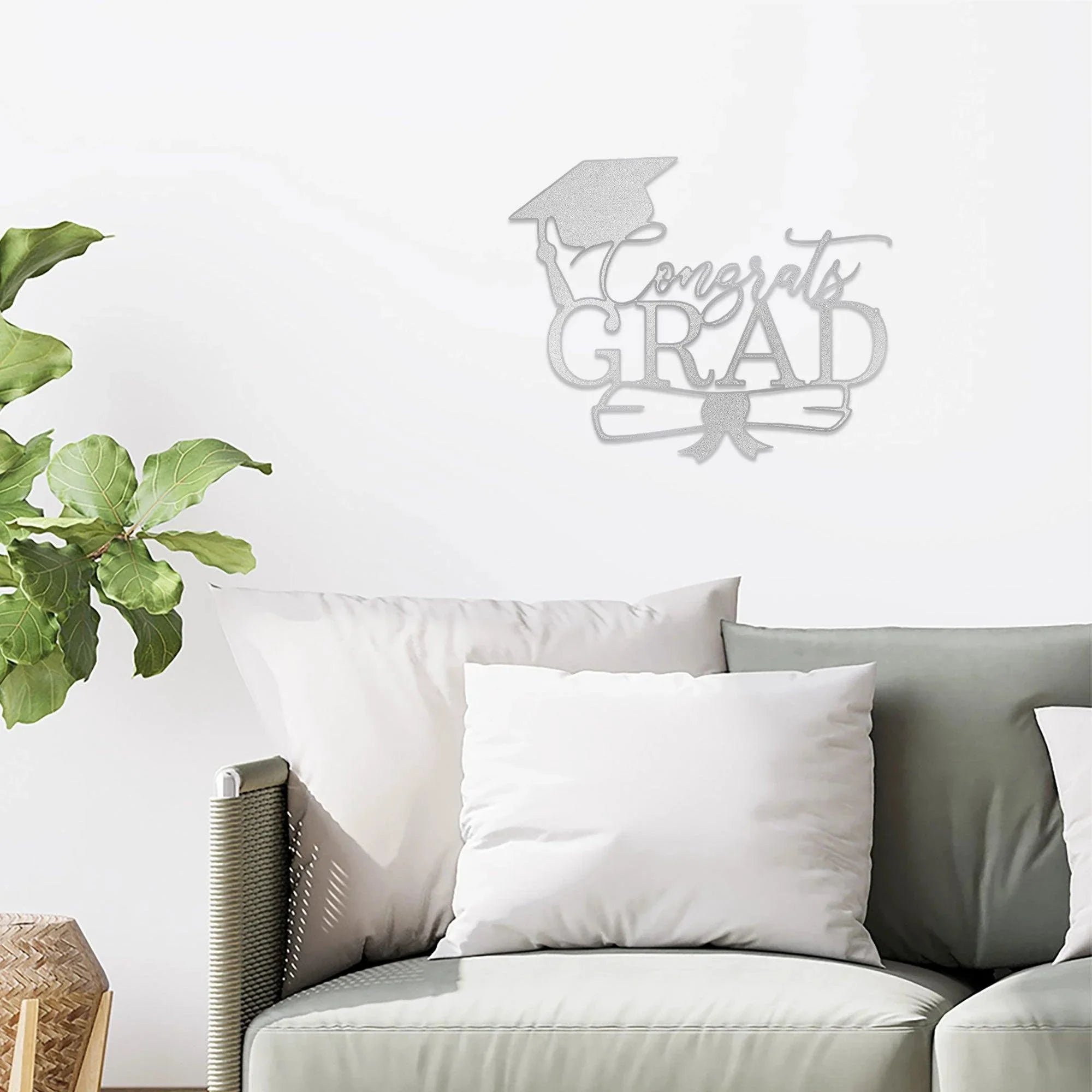 Congrats Grad Cap and Diploma Metal Art Steel Wall Sign Graduation Gift