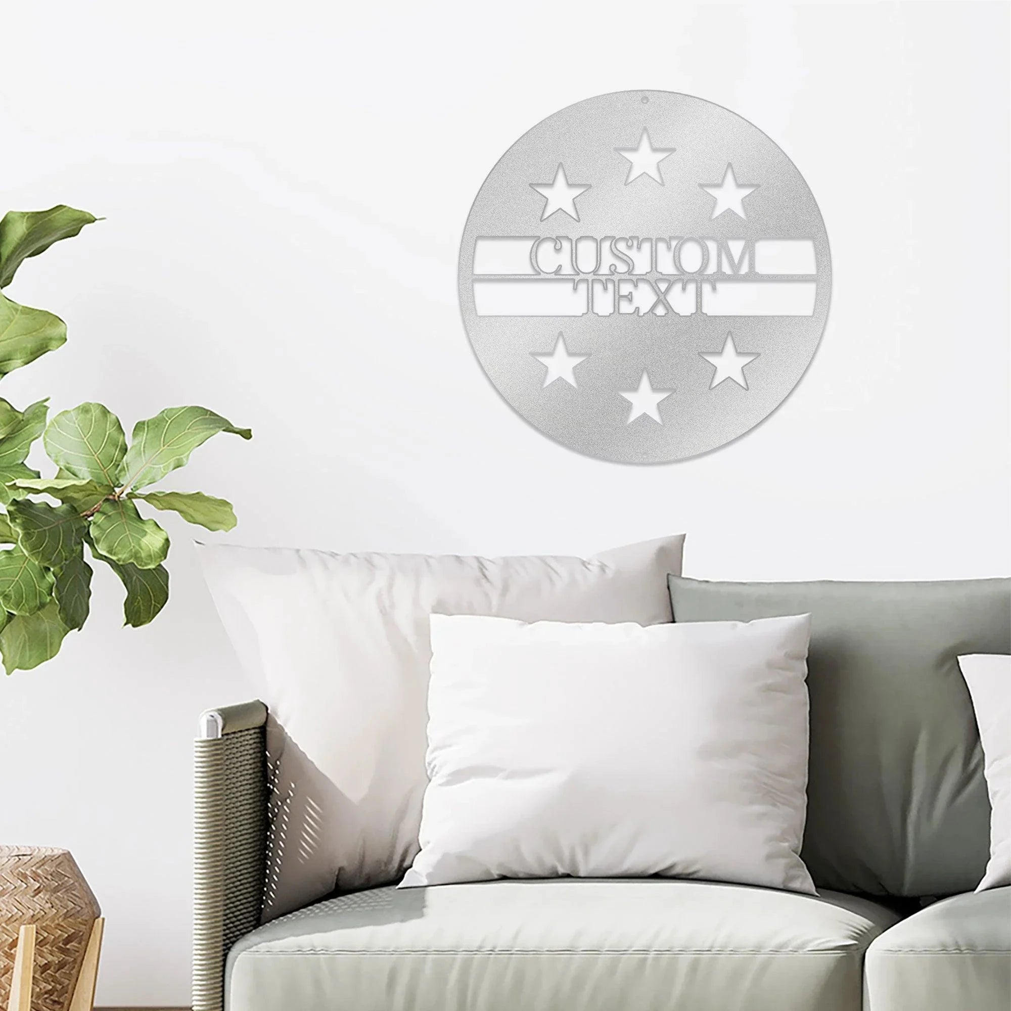 Personalized Six Star Round Metal Art Wall Sign