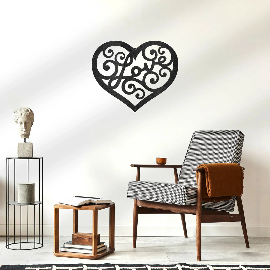 Love Heart Swirl Metal Wall Art