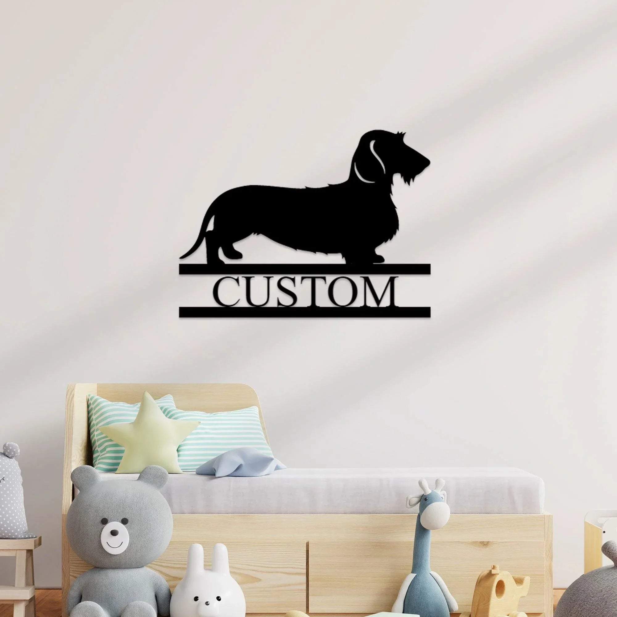Dachshund Wire Haired Custom Name Metal Wall Sign
