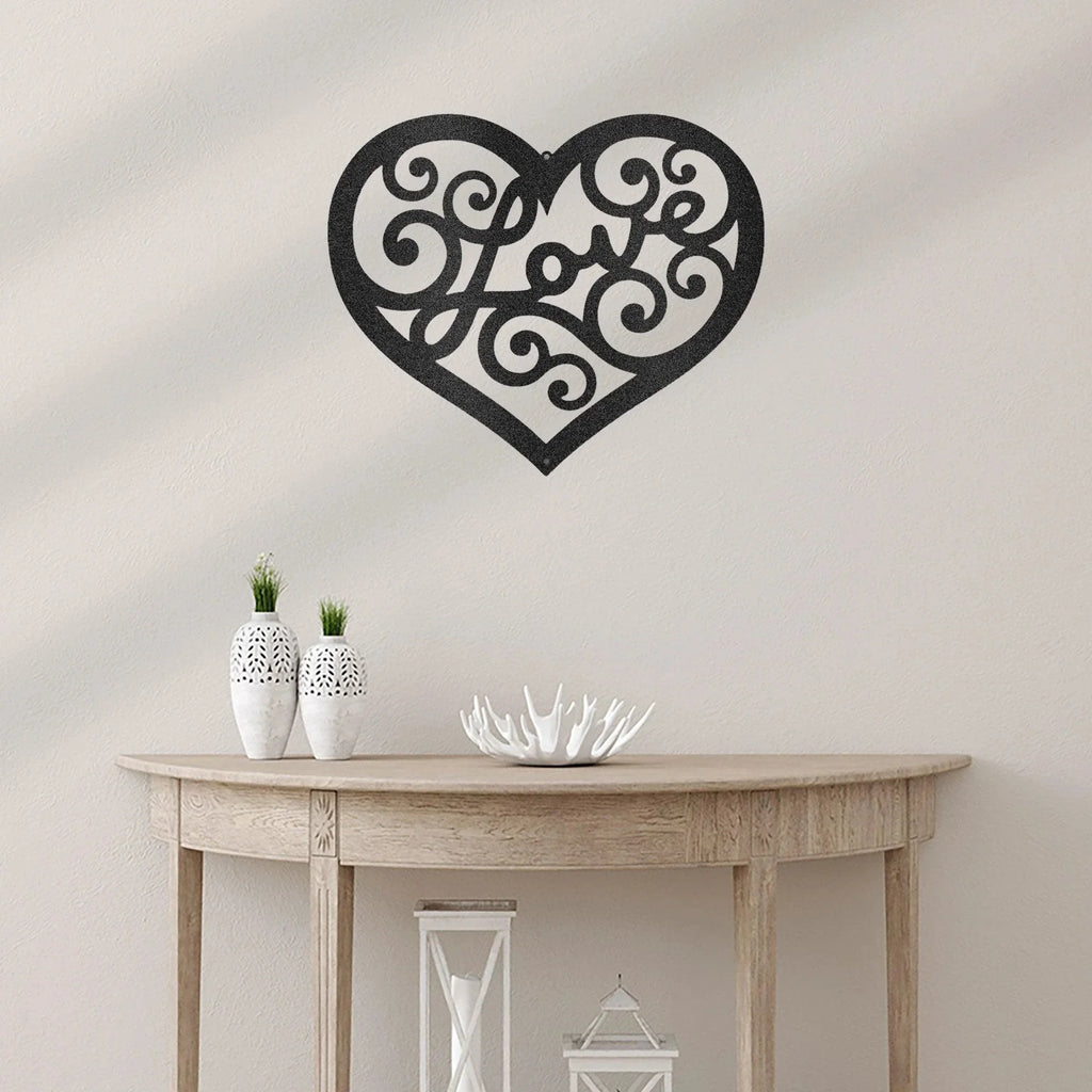 Love Heart Swirl Metal Wall Art