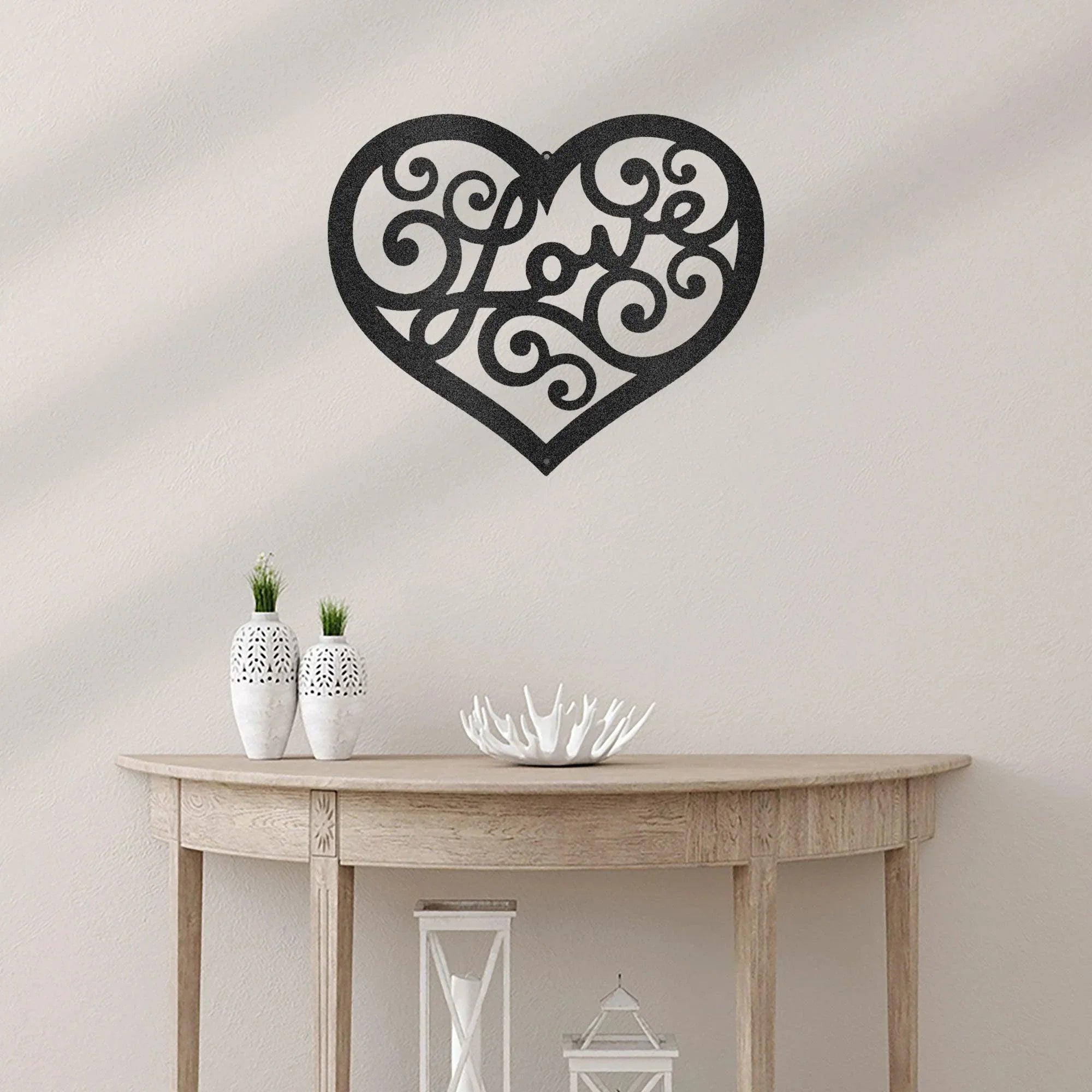 Love Heart Swirl Metal Wall Art