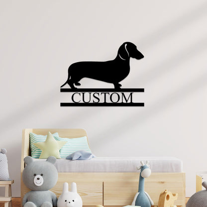 Dachshund Short Haired Custom Name Metal Wall Sign - Mallard Moon Gift Shop