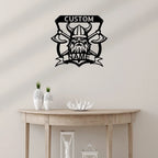 Viking Battle Axe Plaque Monogram Personalized Name Indoor Outdoor Steel Wall Sign Metal Art