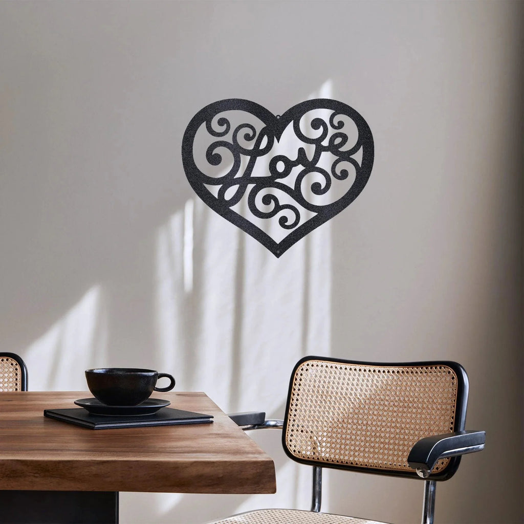 Love Heart Swirl Metal Wall Art