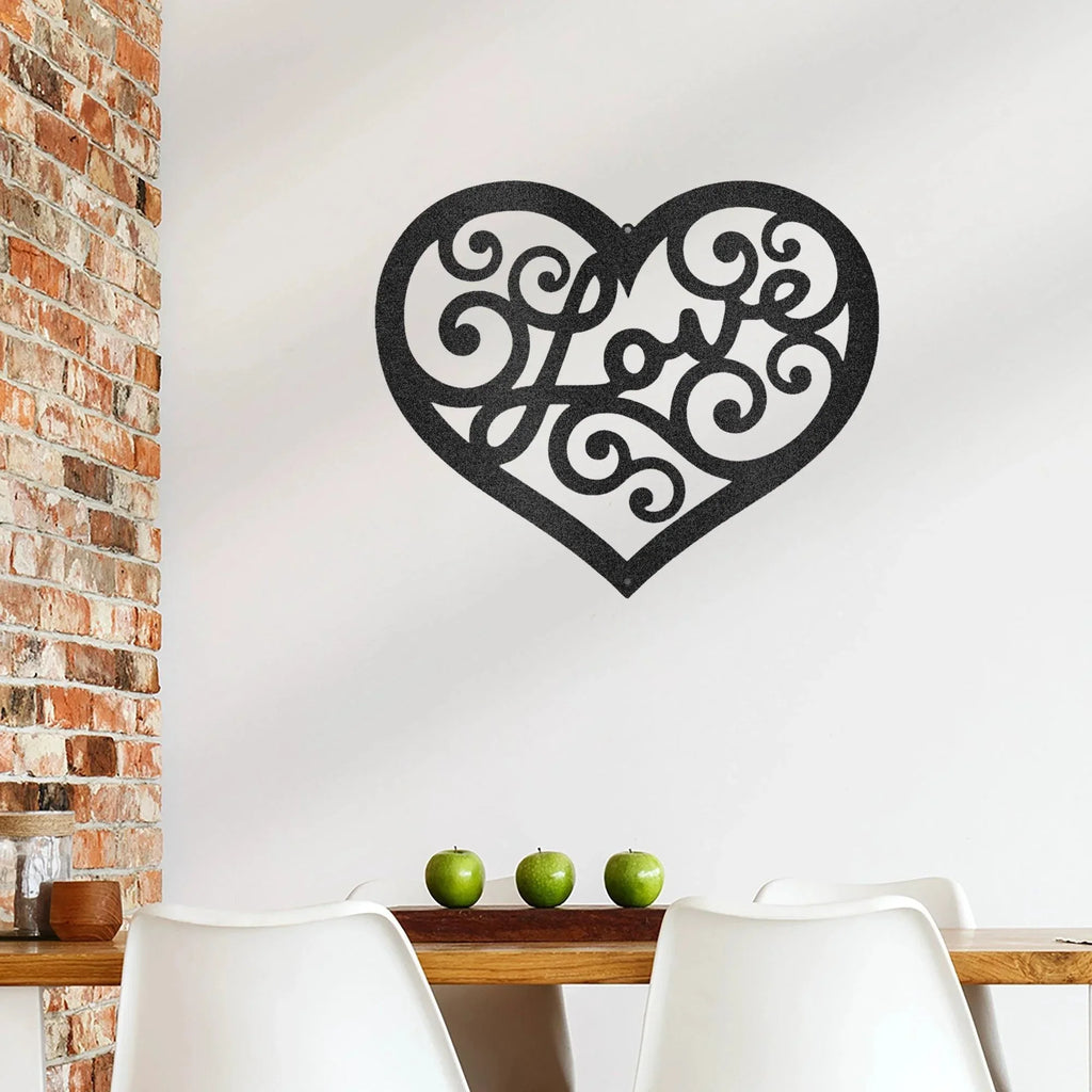 Love Heart Swirl Metal Wall Art
