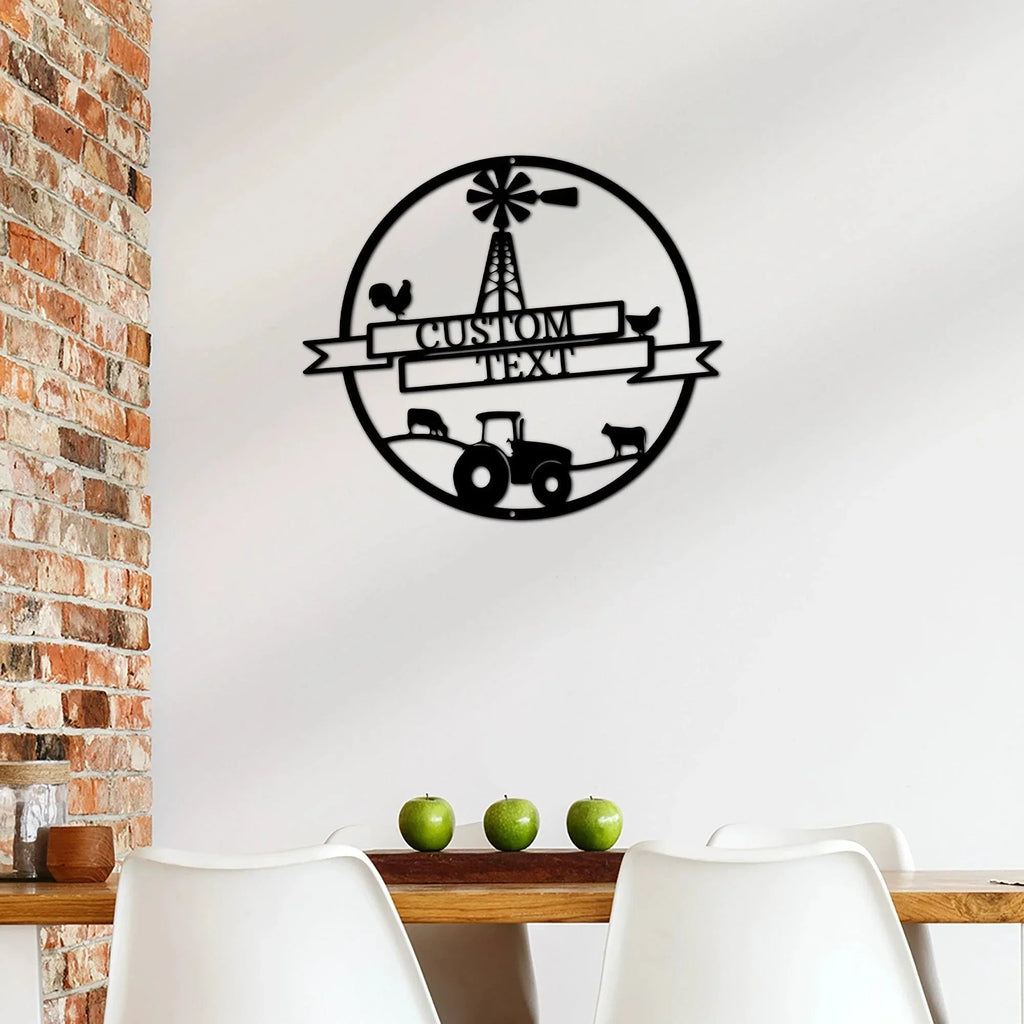 Farm Banner Custom Monogram Metal Sign Wall Art