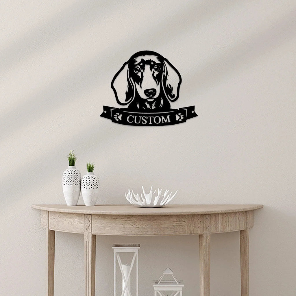 Dachshund Face Custom Name Metal Art Wall Sign
