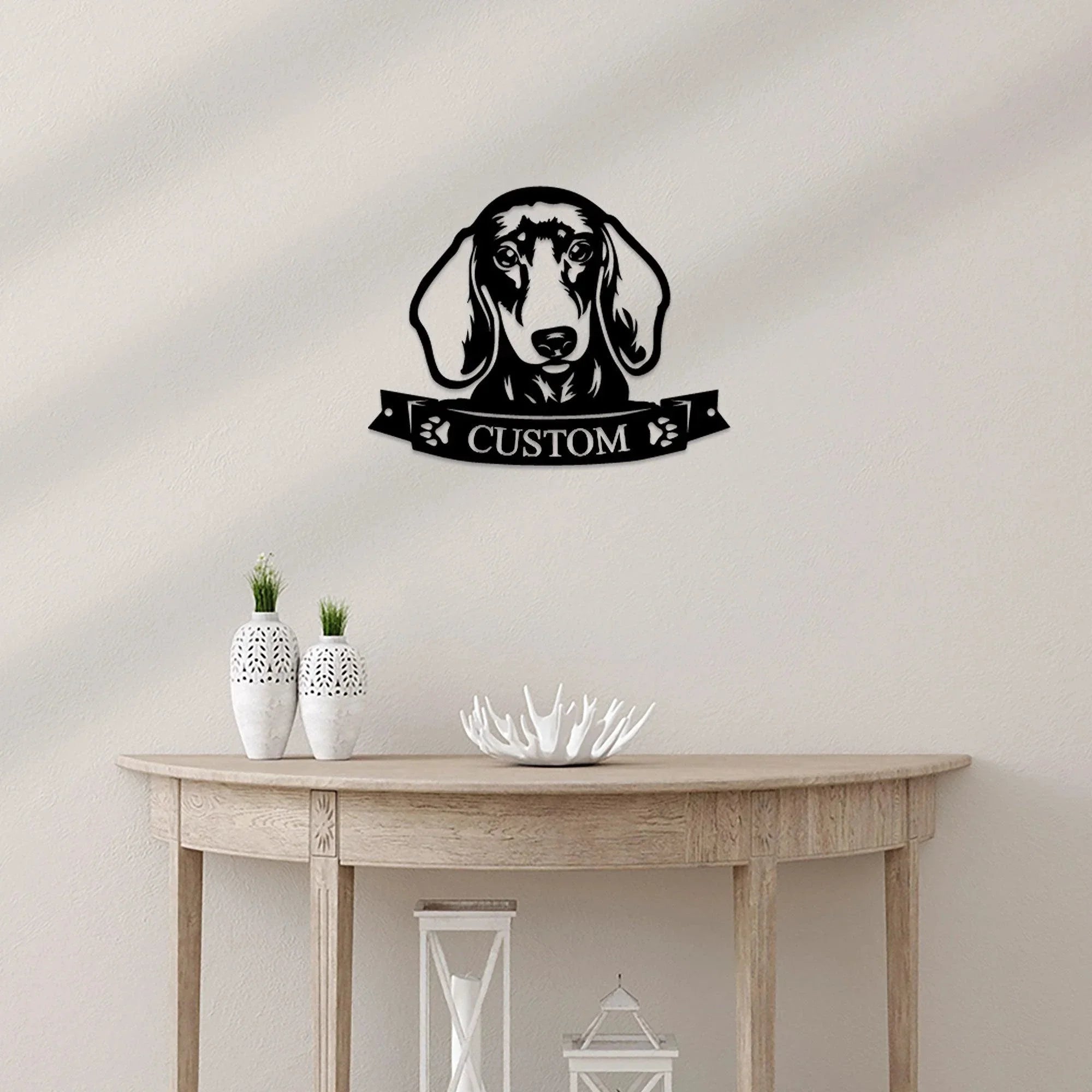 Dachshund Face Custom Name Metal Art Wall Sign
