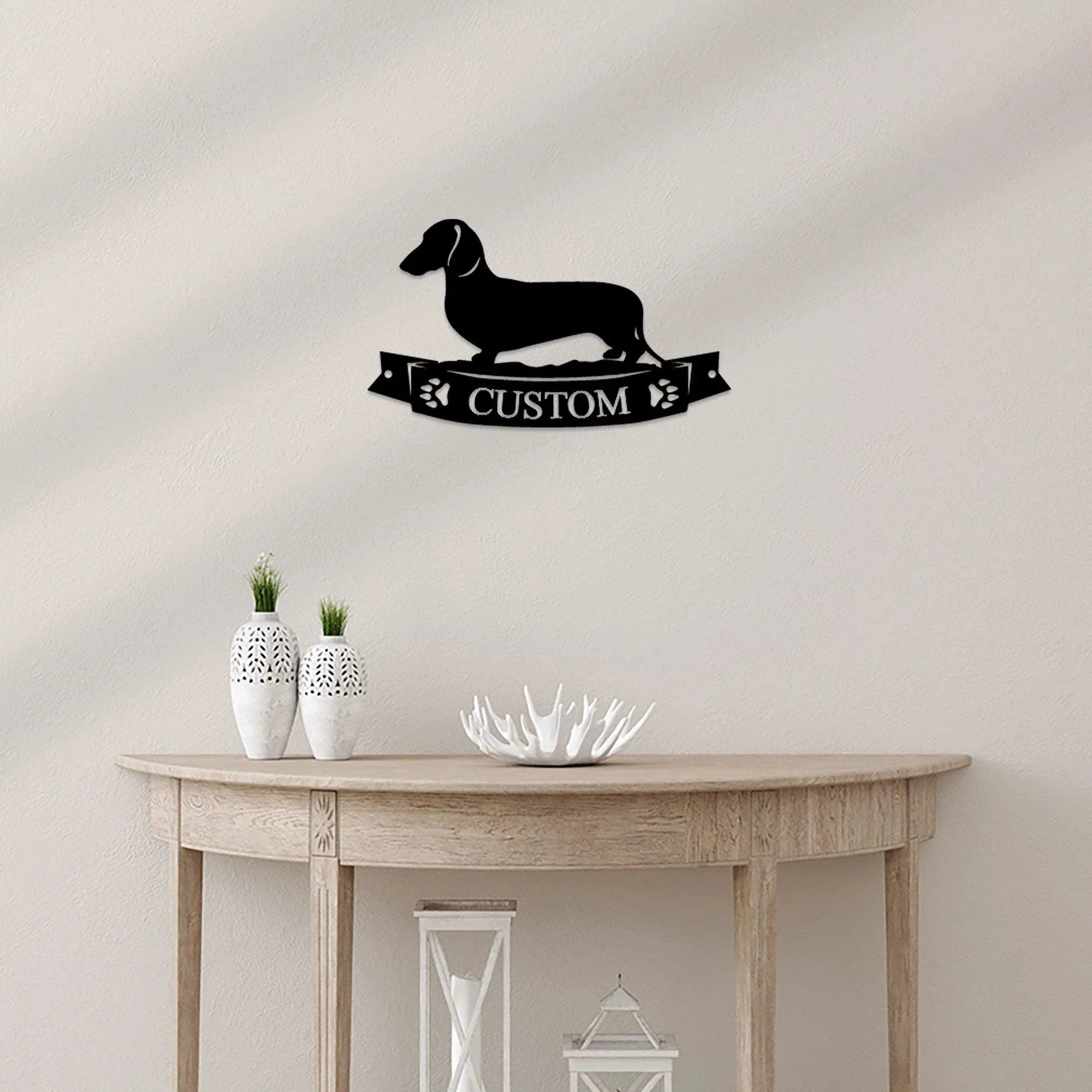 Dachshund Banner Monogram - Steel Sign