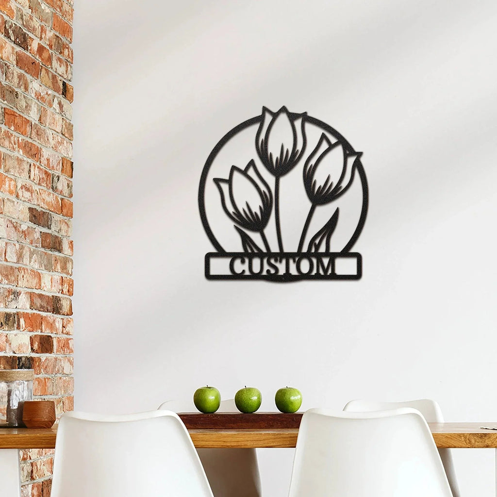 Wild Tulip Custom Name Metal Wall Art
