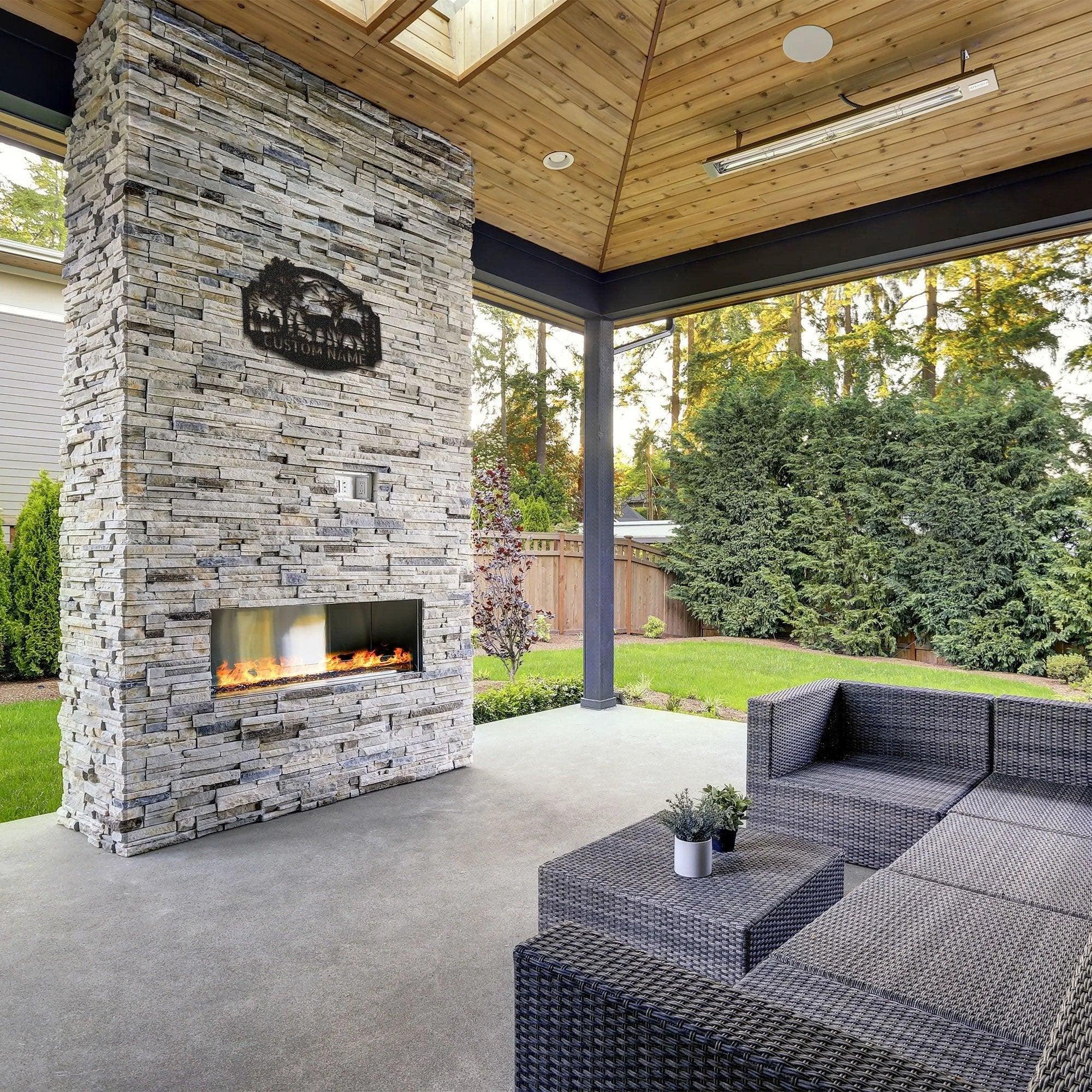 Deer Family Custom Name Metal Art Wall Sign Housewarming Wedding Anniversary Birthday