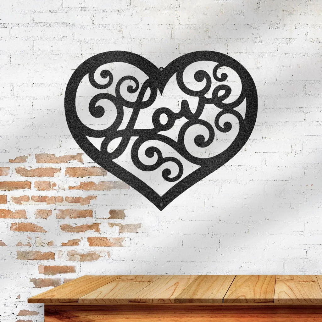 Love Heart Swirl Metal Wall Art