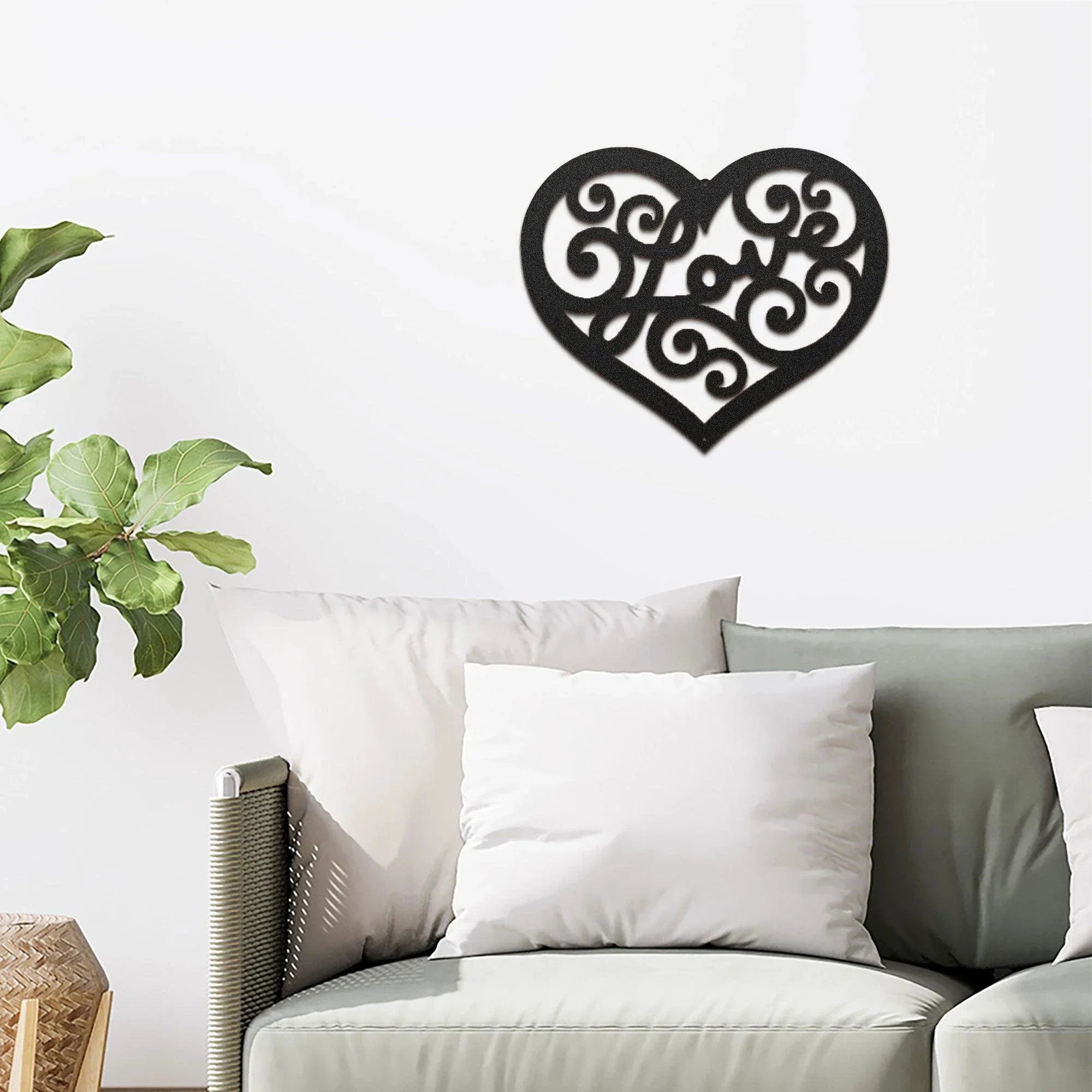 Love Heart Swirl Metal Wall Art