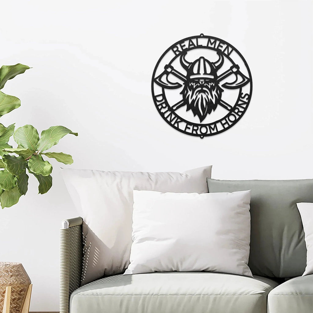 Viking Battle Axe Ring Monogram Personalized Name Indoor Outdoor Steel Wall Sign Metal Art