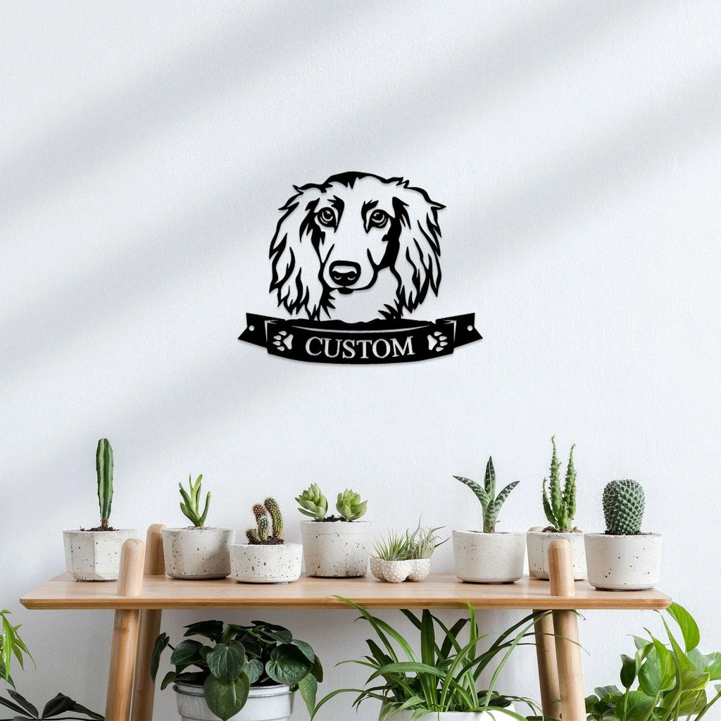 Dachshund Face Custom Name Metal Art Wall Sign