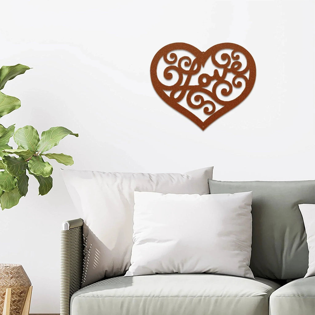 Love Heart Swirl Metal Wall Art