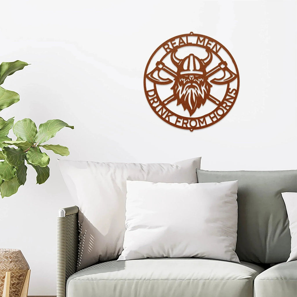 Viking Battle Axe Ring Monogram Personalized Name Indoor Outdoor Steel Wall Sign Metal Art