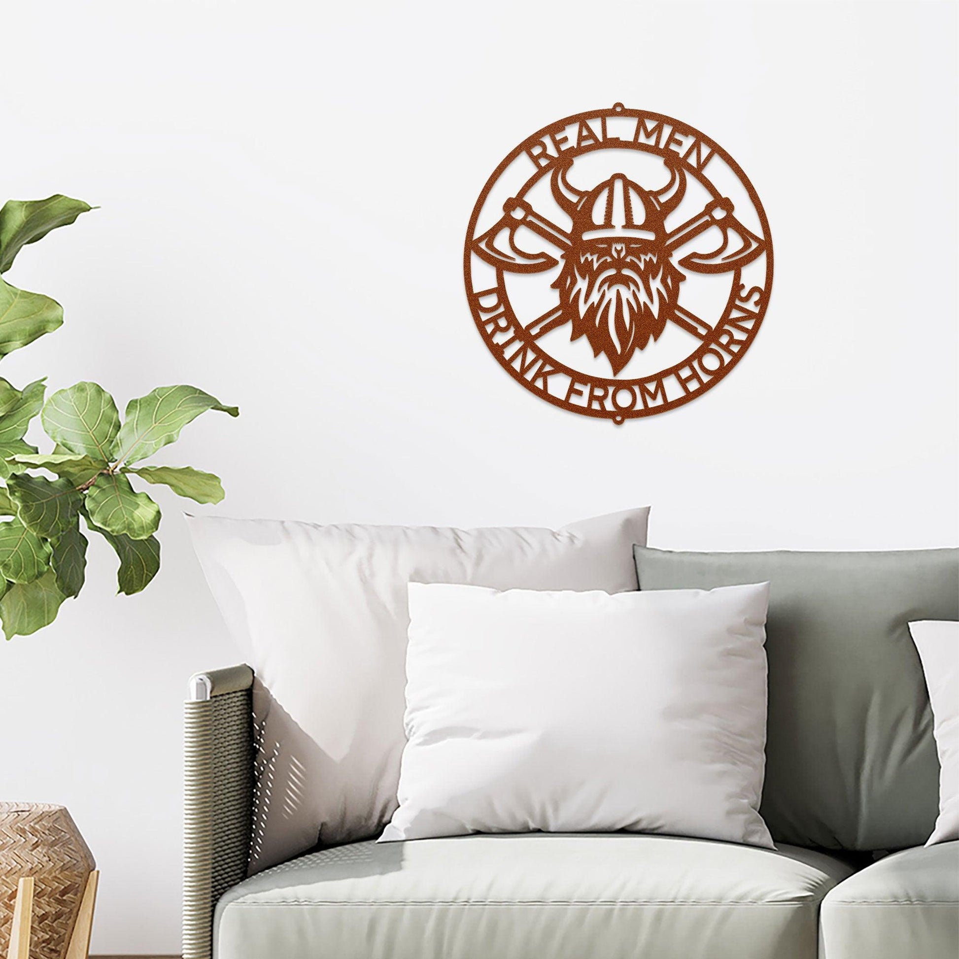 Viking Battle Axe Ring Monogram Personalized Name Indoor Outdoor Steel Wall Sign Metal Art - Mallard Moon Gift Shop