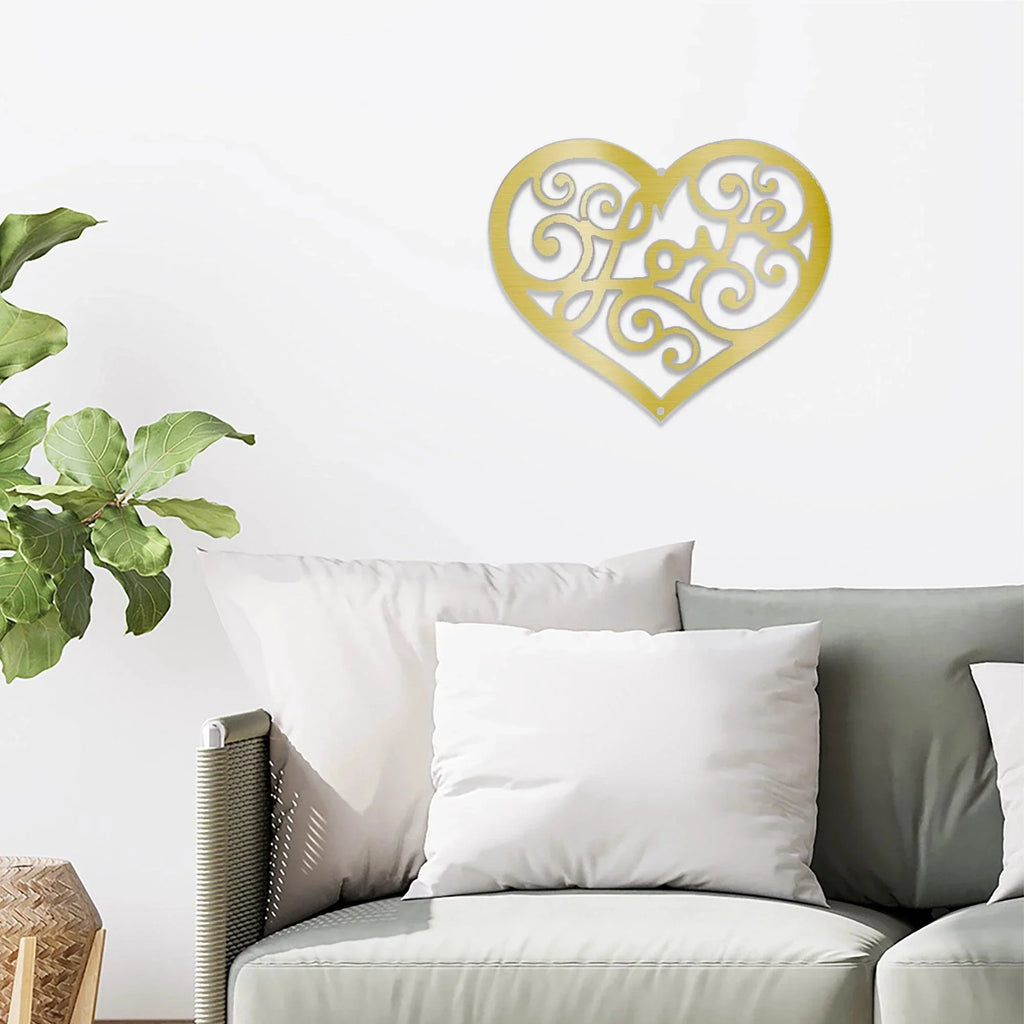 Love Heart Swirl Metal Wall Art