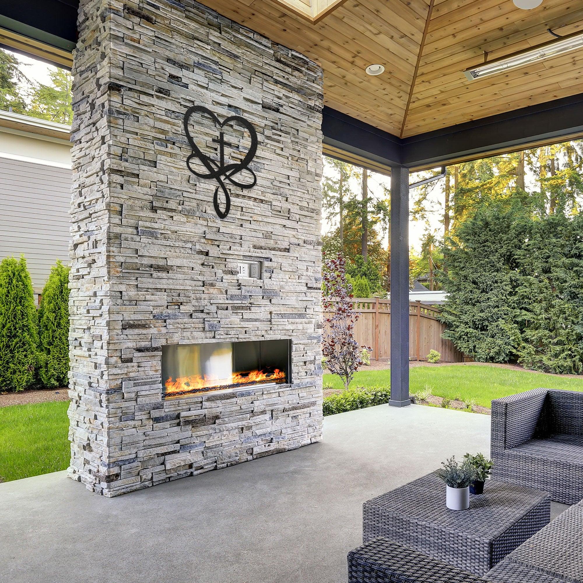 Love Infinity Heart and Cross Metal Art Wall Sign - Mallard Moon Gift Shop