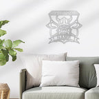 Viking Battle Axe Plaque Monogram Personalized Name Indoor Outdoor Steel Wall Sign Metal Art
