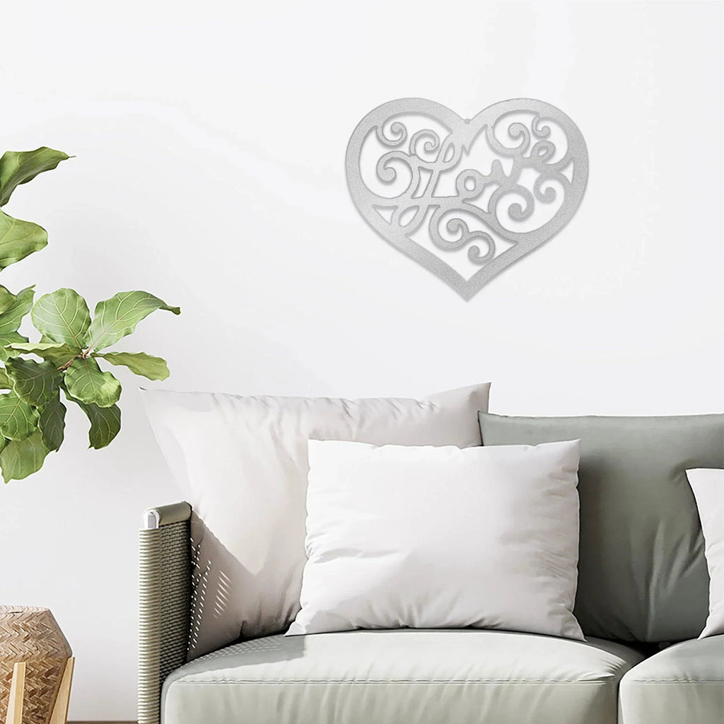 Love Heart Swirl Metal Wall Art