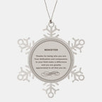 Minister Snowflake Ornament - Thanks for being who you are - Birthday Christmas Jewelry Gifts Coworkers Colleague Boss