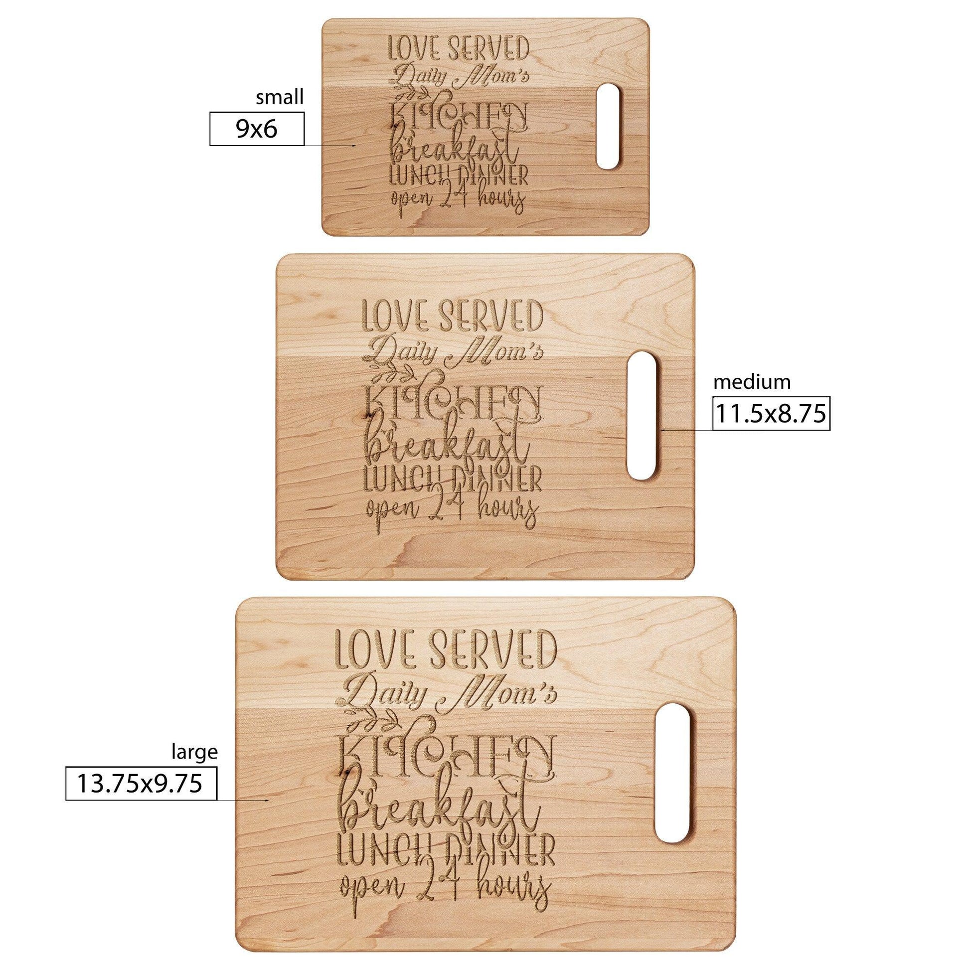 Mom's Kitchen Cutting Board - Love Served Daily - Mallard Moon Gift Shop