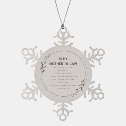 Mother-In-Law Ornament Gifts, To My Mother-In-Law Remember, you will never lose. You will either WIN or LEARN, Keepsake Snowflake Ornament For Mother-In-Law, Birthday Christmas Gifts Ideas For Mother-In-Law X-mas Gifts