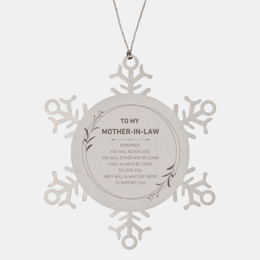 Mother-In-Law Ornament Gifts, To My Mother-In-Law Remember, you will never lose. You will either WIN or LEARN, Keepsake Snowflake Ornament For Mother-In-Law, Birthday Christmas Gifts Ideas For Mother-In-Law X-mas Gifts