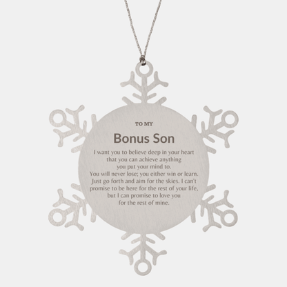 Motivational Bonus Son Snowflake Ornament, Bonus Son I can promise to love you for the rest of mine, Christmas Birthday Gifts